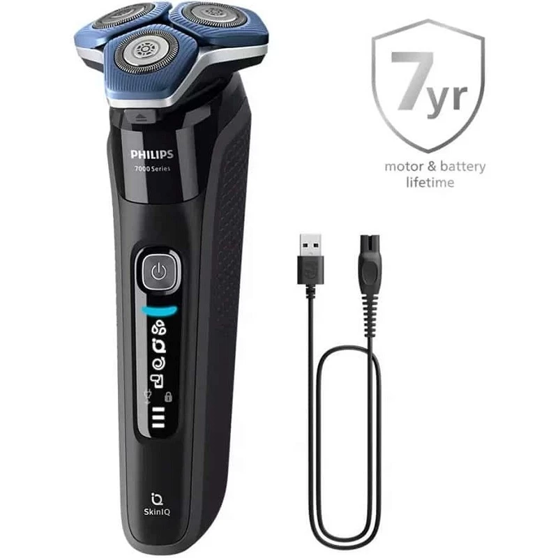 ماشین اصلاح موی صورت فیلیپس مدل S7887/55، اصلاح به صورت صفر زن، منبع انرژی باتری، تکنولوژی اصلاح به صورت برش چرخشی، مدت زمان شارژ 60 دقیقه و مدت زمان استفاده پس از شارژ 60 دقیقه، به همراه استند شارژ، برس تمیزکننده، کیف، ضدعفونیکننده، کابل شارژ USB - تصویر 3