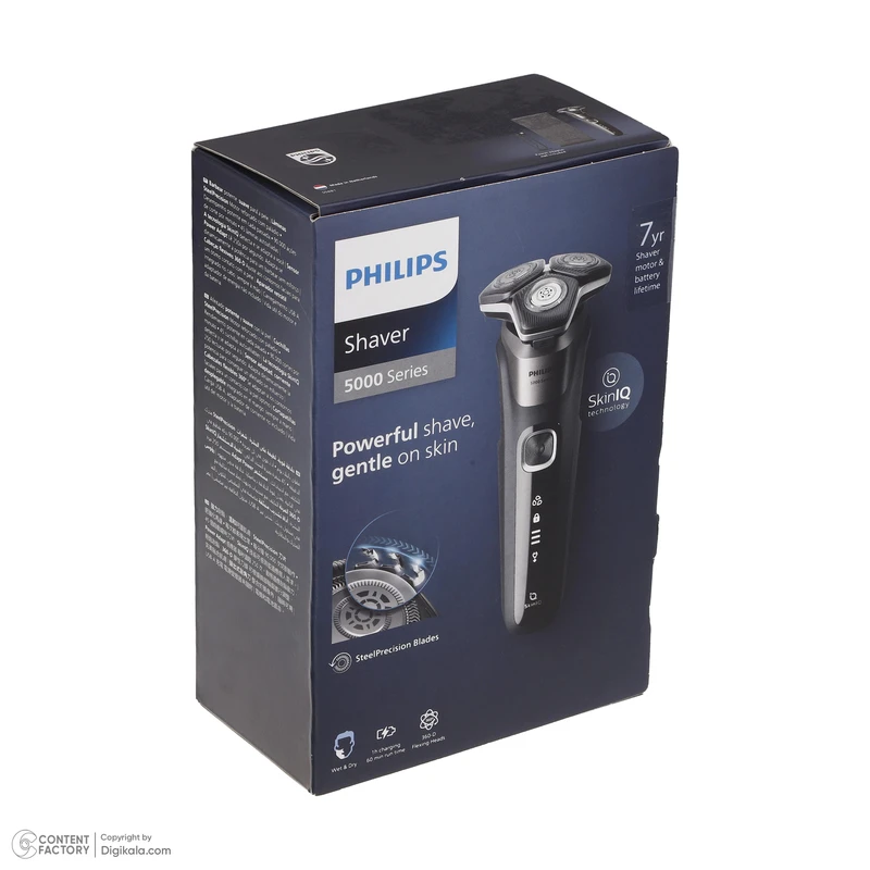 ماشین اصلاح موی صورت فیلیپس مدل S5887، اصلاح به صورت صفر زن و خط زن، طراحی ارگونومیک، منبع انرژی با باتری، تکنولوژی اصلاح به صورت برش چرخشی، اندازه اصلاح 0.2 میلیمتر، مدت زمان شارژ 60 دقیقه و مدت زمان استفاده پس از شارژ 60 دقیقه، ضد آب، به همراه شارژر - تصویر 2